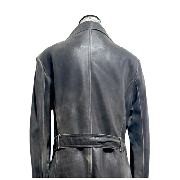 Tryst Women’s Full-Length Dark Gray Leather Trench Coat. Small - Picture 5 of 12